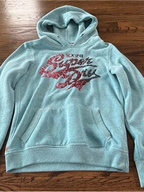 Superdry Aqua Sequin Logo Hoodie Sweater